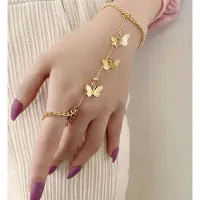 YIRAN Jewelry 1 st punkstil lång kedja fjärilsformad ringarmband för kvinnors festtillbehör