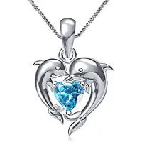 YIRAN Jewelry Huitan Romantisk Kärlek Delfin Hänghalsband för Kvinnor Utsökt Gåva Bröllopsceremoni Fest Unika Accessoarer Mode Smycken 45cm