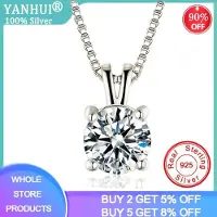 YIRAN Jewelry 2ct Labodlad Diamant Solitär Hänghalsband 925 Sterlingsilver Choker Statement Halsband Kvinnor Silver 925 Smycken Med Boxkedja 40cm