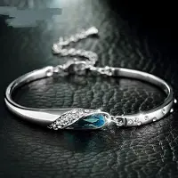 YIRAN Jewelry 100 % 925 Sterlingsilver Armband Armband För Kvinnor Bröllop Brud Blå Kristall Armband Gåva Fina Smycken Rött Kristallarmband gray