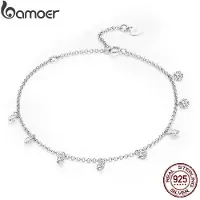 YIRAN Jewelry Bamoer 925 Sterling Silver Enkla Geometriska Kristall Cubic Zirconia Länkarmband & Armringar För Kvinnor Autentiska Silver Smycken Scb103