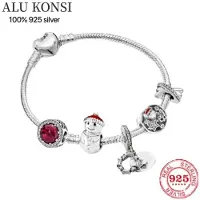 YIRAN Jewelry 100 % 925 Sterlingsilver Europeiskt Hjärtsformat Hänge Berlock Armband Passar Dam Smycken Ormkedja Mode Fina Armband 21cm