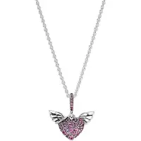 YIRAN Jewelry Nytt 925 Sterlingsilver Pavé Hjärta Och Änglavingar Halsband Kvinnor Mode High End Smycken Gåvor ,Kina Fabrik Grossist 45cm