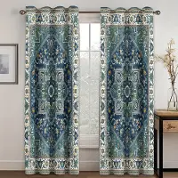 Yiran Furniture 2 st Bohemisk Konst Traditionell Design Digitaltryckta Vardagsrumsgardiner Öljetter Toppgardiner Dekorerade Med Vardagsrum Kontor 2x50W100H(CM)&rod pocket