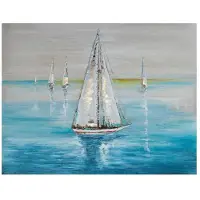 DIMENGQI Vintage Fartyg Segling Retro Nordisk Canvas Affisch Målning Båt till Havs Väggkonst Bilder för Vardagsrum Sovrum Kontor Inredning 50x75cm