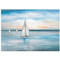 DIMENGQI Vintage Fartyg Segling Retro Nordisk Canvas Affisch Målning Båt till Havs Väggkonst Bilder för Vardagsrum Sovrum Kontor Inredning 50x75cm