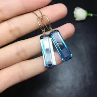 YIRAN Jewelry Högkvalitativa infattade rektangulära blå kristall hängande örhängen för kvinnor Charm minimalistiska modeörhängen Fest smycken brown