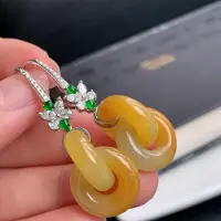 YIRAN Jewelry Naturliga Hotan Jade gula sammanlänkade örhängen för kvinnor Nya i kinesisk stil inlagda örhängen Lyxiga klassiska smycken gray
