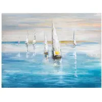 DIMENGQI Vintage Fartyg Segling Retro Nordisk Canvas Affisch Målning Båt till Havs Väggkonst Bilder för Vardagsrum Sovrum Kontor Inredning 50x70cm