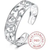 YIRAN Jewelry 925 Sterling Silver Ihåliga Gren Armband & Armringar För Kvinnor Hög Kvalitet Elegant Damgåva 925 Silver Fina Smycken
