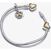 YIRAN Jewelry 925 Silver Europeisk Hjärta -Formad Hänge Berlock Armband Passar Damers Smycken Ormkedja Roseguld Metall Mode Fina Armband 20cm