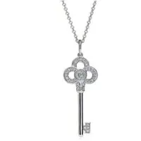YIRAN Jewelry Originalt Märke Flickhalsband 925 Smycken Sterlingsilver Halsband Dam Kedja Nyckel Kort Halsband Hänge 60cm vit