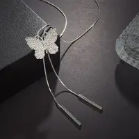 YIRAN Jewelry Livligt Kristallfjäril Långt Halsband För Kvinnor Nytt Mode Smycke