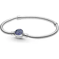 YIRAN Jewelry Moments Glittrande Blå Skiva Med Kristallspänne Armband Passar 925 Sterlingsilver Armring Pärla Berlock Gör-det-själv Smycken white