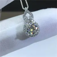 YIRAN Jewelry S925 Silverhalsbandshängen för Kvinnor Utan Kedja Bröllop Brud Cubic Zirconia Glänsande Sten Halsband Endast Hänge Fint Smycke gray