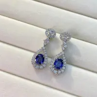 YIRAN Jewelry 100 % 925 Sterling Silver Glittrande Högkolhaltig Diamant Tanzanit Hängande Örhängen För Kvinnor Bröllopsfest Bröllopsfest Fint Smycke