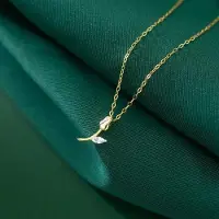 YIRAN Jewelry Äkta 925 Sterling Silver Mode Söt Guld Tulpan Glänsande Cz Halsband För Kvinnor Bröllopsfest Fint Smycke Gåva Da2372 46-50.5cm gyllene