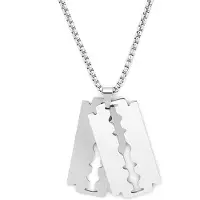 YIRAN Jewelry Halsband för män kvinnor, Dubbelt rakhyvelblad av titanstål white
