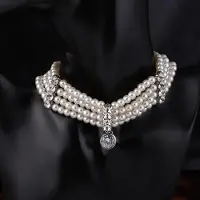 YIRAN Jewelry Lyxigt Nytt Mode Kristall Mikro Pavé Infattning 3 Lager Pärlkedjor Halsband För Kvinnor Bröllopsfest Tillbehör Smycken
