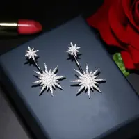 YIRAN Jewelry Uttalande Stora Stjärna Helt Zirkon Hängande Örhängen Mode Elegant Lyxiga Örsmycken För Kvinnor Bijoux