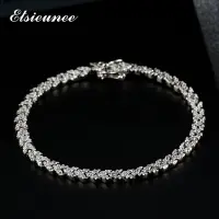 YIRAN Jewelry Elsieunee 100 % 925 Sterling Silver Blad Simulerad Moissanit Ädelsten Bröllop Berlockarmband Armband Fint Smycke Dropshipping
