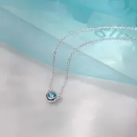 YIRAN Jewelry 100 % S925 Sterling Silver Högkvalitativa Mode Smycken Blå Rund Cubic Zirconia Enkelt Flickhalsband Julbordsgåva white