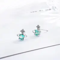 YIRAN Jewelry 925 Sterling Silver Söta Gröna Universum Planet Stjärna Örhängen Med Glittrande Zirkon Kvinnor Flickor Gåvor Mode Smycken S -E741