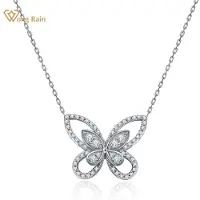 YIRAN Jewelry Wong Rain 925 Sterling Silver Skapad Moissanite Ädelsten Bröllop Förlovning Fjäril Hänge Halsband Fint Smycke Grossist