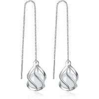 YIRAN Jewelry Nytt 925 Sterlingsilver Kvinnor Hänge Mode Enkelhet Spiral Öronkedja Öronlinje Droppform Par Örhängen Smycken Gåva
