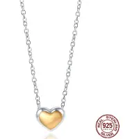 YIRAN Jewelry 100% Äkta 925 Sterlingsilver Guld Kärlek Hjärta-formad Kedjehalsband Födelsedagspresenter för Damer Mode DIY Smycken för Butik