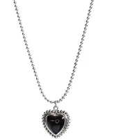 YIRAN Jewelry S925 Sterling Silver Retro Nischdesign Svart Agat Kärlekshjärta Rund Pärlkedja Halsband Dam 40cm svart