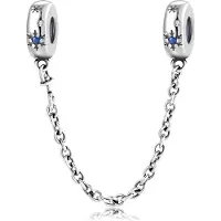 YIRAN Jewelry Skydda armbandet från att falla av Alla typer av stil Säkerhetskedja S925 Sterlingsilverarmband DIY-tillbehör Pärlförsedda silversmycken white