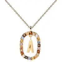 YIRAN Jewelry Bokstavshalsband Kedja Med Färgglada Kubiska Zirkoner För Kvinnor Initial A -Z Alfabet Hänge Choker Trendiga Smycken