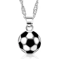 YIRAN Jewelry 925 Sterling Silver Fotbollshalsband Man Kvinna Mode Smycken Hög Kvalitet Fotbollsberlock Flicka Pojke Halsband Födelsedagspresent 50cm