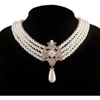 YIRAN Jewelry Lyxigt Nytt Mode Kristall Mikro Pavé Infattning 3 Lager Pärlkedjor Halsband För Kvinnor Bröllopsfest Tillbehör Smycken