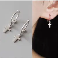 YIRAN Jewelry 925 Sterling Silver Kors Piercing Örhängen För Kvinnor Flickor Fest Punk Smycken Pendientes Söta Örhängen Eh1454 silver