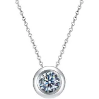 YIRAN Jewelry 100 % Moissanitdiamant 0,5 ct 1,0 ct D-färg Rund Halsband 925 Sterling Silver Halsband Utsökt Fint Smycke För Kvinnors Gåvor 45cm
