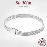 YIRAN Jewelry Original Lyx Äkta 100 % 925 Sterlingsilver Pan Armband För Kvinnor Ormkedja Armring Autentisk Berlock Hög Kvalitet Gör-det-själv Smycken 17cm