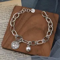 YIRAN Jewelry Foxanry Vintage Punk 925 Sterling Silver Kedja Armband för Kvinnor Sommar Ny Trendig Porträtt Hänge Handgjorda Fest Smycken brown