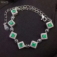 YIRAN Jewelry Meibapj Äkta Naturlig Smaragd Ädelstensarmband 925 Sterling Silver Grön Sten Armring För Kvinnor Fin Bröllopsaccessoar black