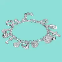 YIRAN Jewelry Silverarmband för kvinnor 925 Sterling Silver Smycken Armband med flera berlocker Bröllopsfestgåva