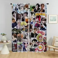 Household supplies MH Moderna vardagsrumsgardiner 2 delar KPOP-straykides tyll för sovrum Halloweendekoration Mörkläggningsgardiner Skärmar Avdelare W50xH70cmx2pcs-CL