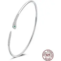 YIRAN Jewelry Bamoer Silverorm Öppen Armring 925 Sterling Silver Andeorm Armring Gåva Till Kvinnor Förlovningssmycken Scb206 white