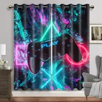 Yiran Furniture Ljusnande Cool Spelkontroll Spelplatta Pojke Fönstergardiner För Vardagsrum Barn Sovrum Badrum Kök Dörr Heminredning 2 st W50xH130(CM)x2pcs&Grommet Top