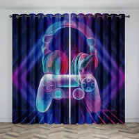 Yiran Furniture Spelare Cool Spelkontroll Spelare Spelkontroll Pojke Fönstergardiner Persienner för Vardagsrum Barn Sovrum Heminredning Dörr 2 Delar Kontor W50 X H130(CM)X2&Grommet Top