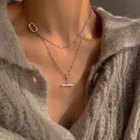 YIRAN Jewelry Boho 925 Sterling Silver Dubbla Lager Geometriskt Berlock Hänge Chokerhalsband För Kvinnor Statement Bröllopsmycken Dz241 brown