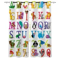 Household supplies MH Sovrum Kök Gardin Tecknad Zoo Djur Samling Djungel Barn Fönstergardiner Gardiner för Vardagsrum Dekorativa Föremål 2x50Wx50H(CM)&Hook