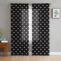 Yiran Furniture Prickiga Svartvita Enkla Skira Chiffonggardiner för Vardagsrum Sovrum Dekoration Fönster Voiles Tyllgardin Draperier W135 x H137cm x1&Grommet Top