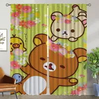 Household supplies MH Rilakkumas Heminredningsgardiner för Vardagsrum Tyll för Sovrum Fönstergardin Avskärmning Rullgardiner Halloween Dekoration Kök W50xH70cmx2pcs-CL