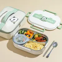 Household supplies MH Panda Fackindelad Matlåda 304 Rostfritt Stål Isolering Bento-låda för Student Bärbara Förseglade Matbehållare för Kontorsarbetare